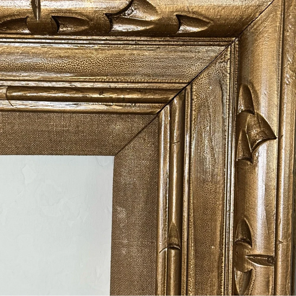 Vintage Antique Gold Painted carved wood 12x10”-18x20”picture/art frame